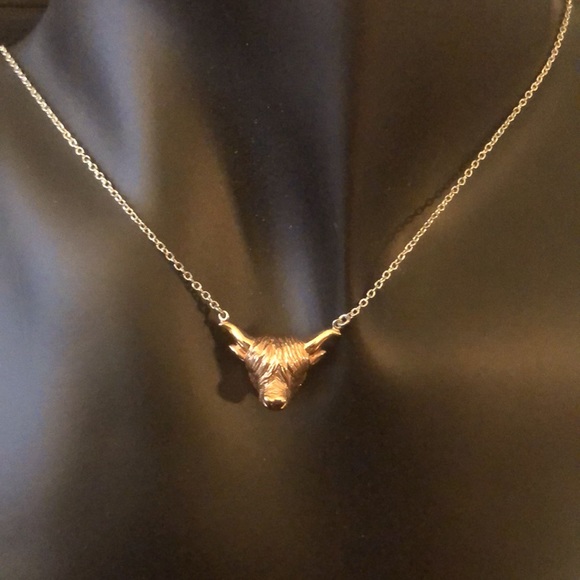 Highland Cow necklace. 16-18”. 18c rose gold vermeil & sterling silver chain. - Picture 5 of 8